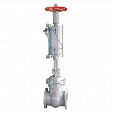 Pneumatic valve with manual gate valve