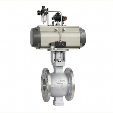 Pneumatic flanged V-type ball valve